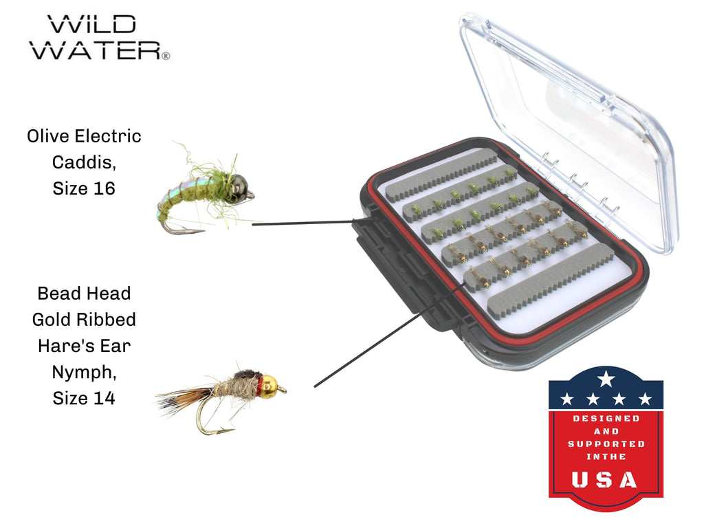 Nymph Fly Assortment, 48 Flies | 2 Sided Fly Box | Wild Water Fly Fishing