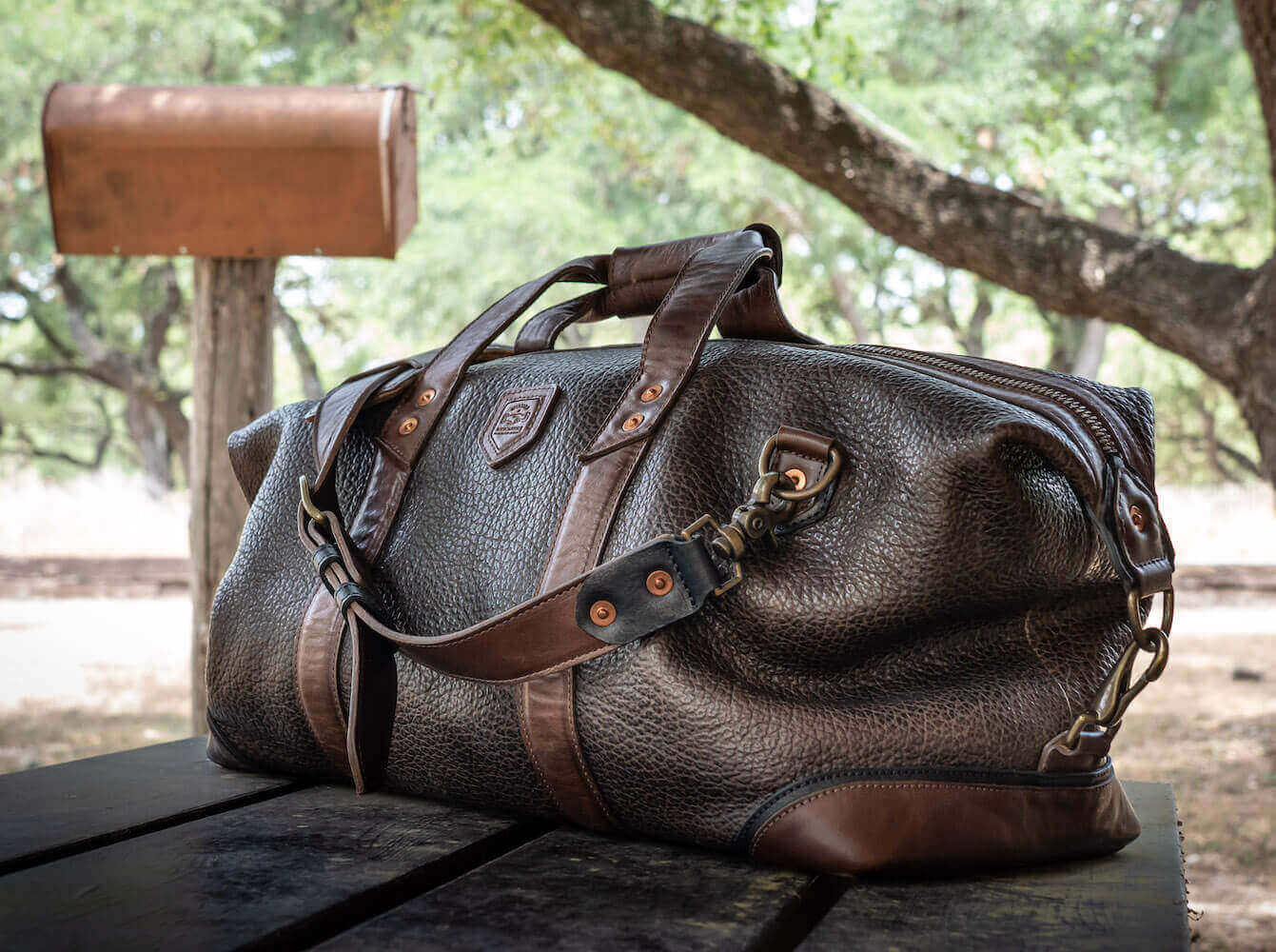 Theodore Leather Weekender Duffle Bag